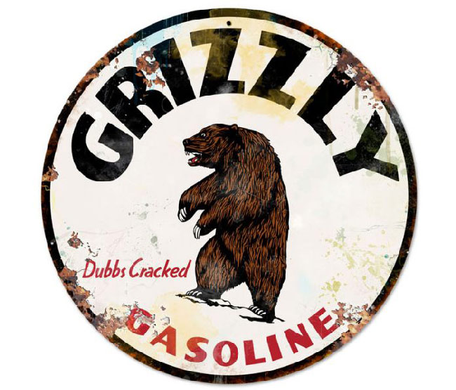 Grizzly Gasoline Vintage Style Sign