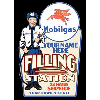 Personalized Vintage Gas Station Attendant Signs