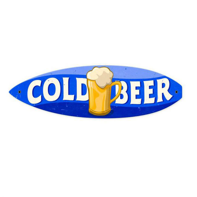 Cold Beer Surfboard Sign