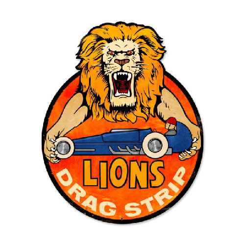 Lions Drag Strip Lion Head Sign