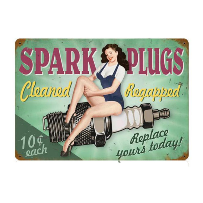 Spark Plug Pin Up Girl Sign 