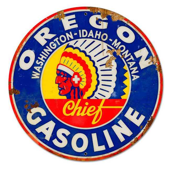 Oregon Chief Wasatch Gasoline Sign