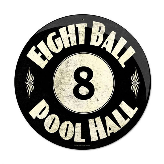 8 Ball Pool Hall Round Sign