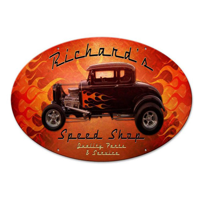 Speed Shop Oval Sign Personalized