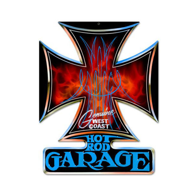 Hot Rod Garage Iron Cross Sign