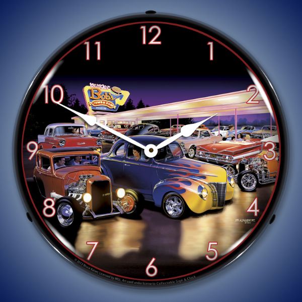 Burger Bob's Hot Rod Lighted Clock