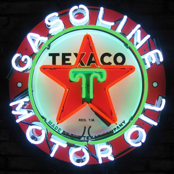 Texaco Gasoline Motor Oil Neon Sign