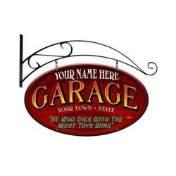 Personalized Most Garage Toys Double Sided Sign 
