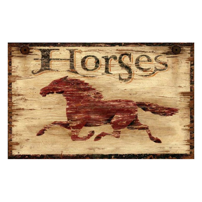 Vintage Horses Rustic Wood Sign