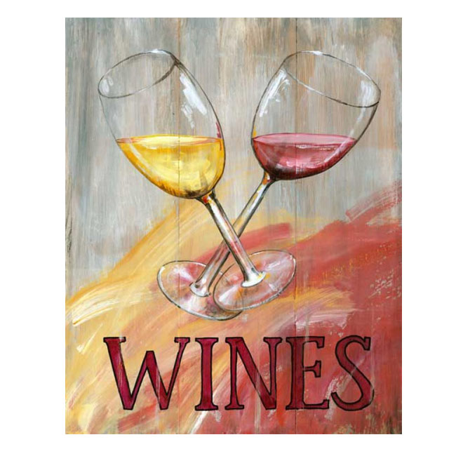 Vintage Wine Glass Wooden Sign 