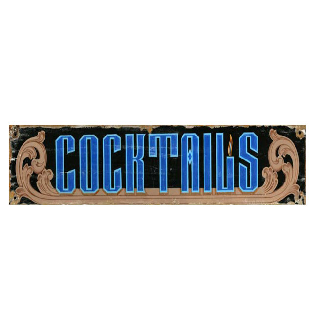 Vintage Cocktails Wood Sign