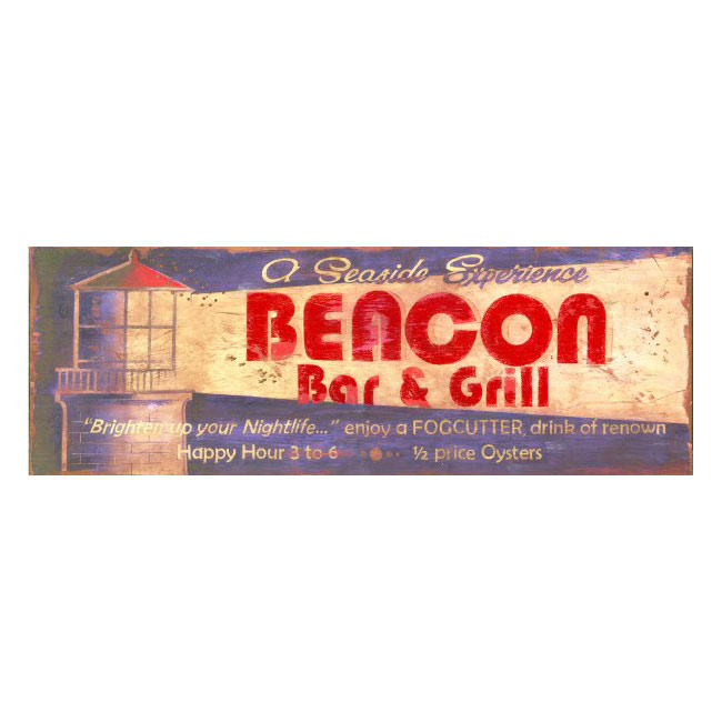 Beacon Bar & Grill Wood Sign 