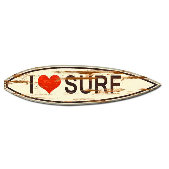 I Love To Surf Wood Surf Board Sign 