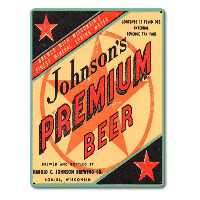 Johnsons Premium Beer Sign