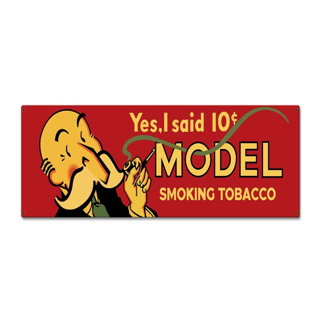 Model Smoking Tobacco Vintage Sign