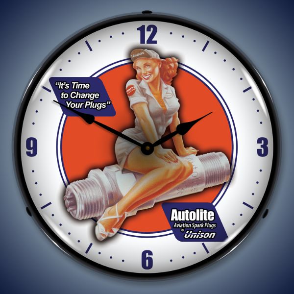 Autolite Spark Plugs Aviation Clock