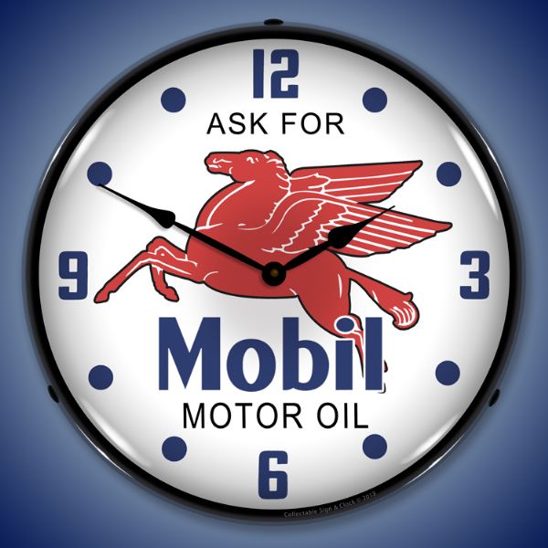 Mobil Motor Oil Lighted Clock
