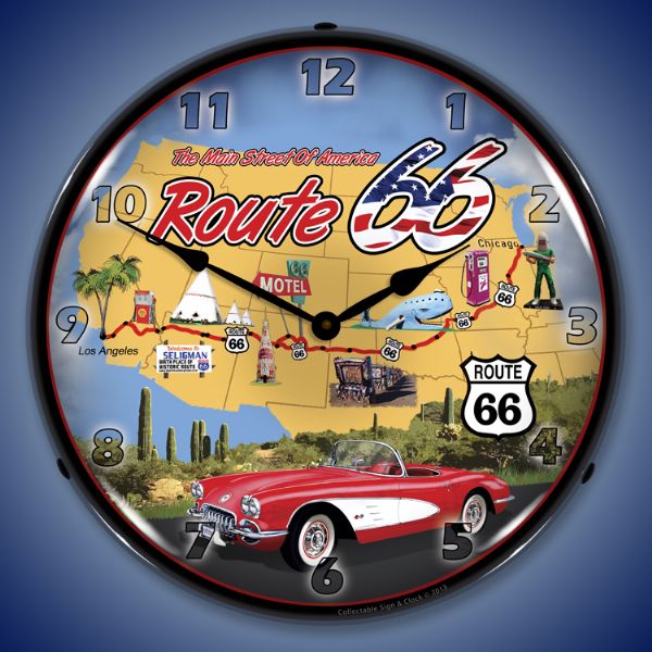 Route 66 Lighted Clock