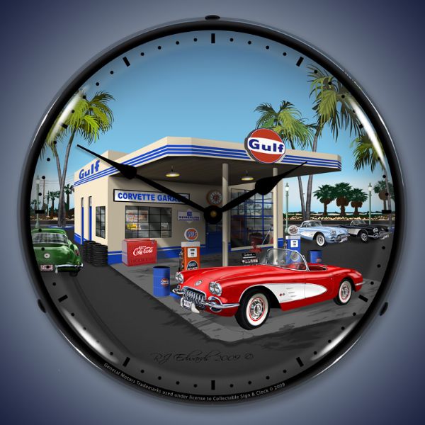 1959 Corvette Gulf Station Lighted Clock