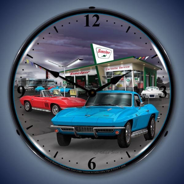 1966 Corvette Sinclair Gas Station Lighted Clock 