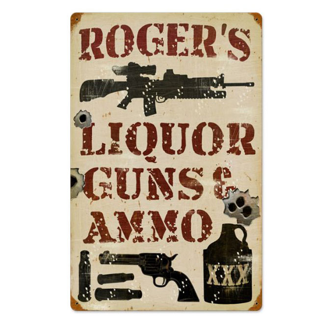 Liquor Guns & Ammo Personalized Sign