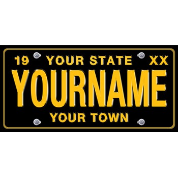 Large Black Personalized License Plate