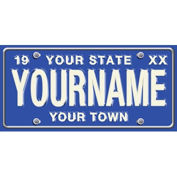 Large Blue Personalized License Plate 