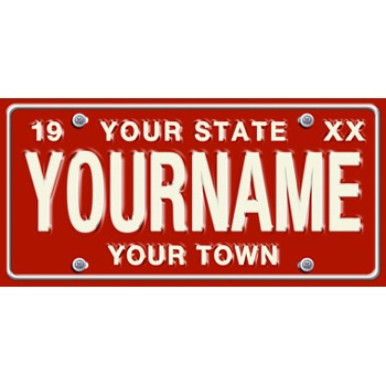 Large Red Personalized License Plate