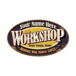 Personalized Workshop Oval Sign