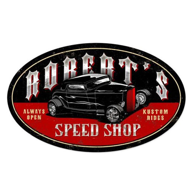 Late Night Speed Shop Personalized Oval Sign