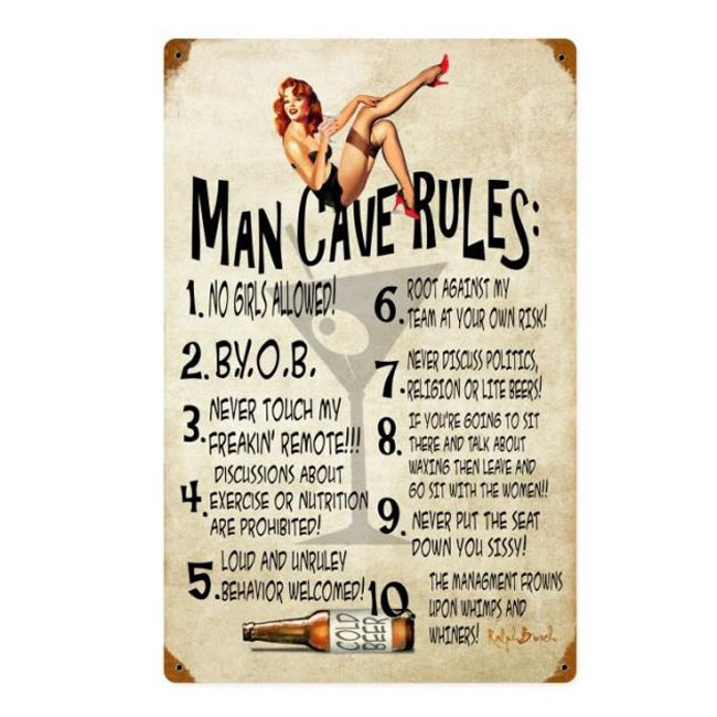 Funny Man Cave Rules Vintage Sign