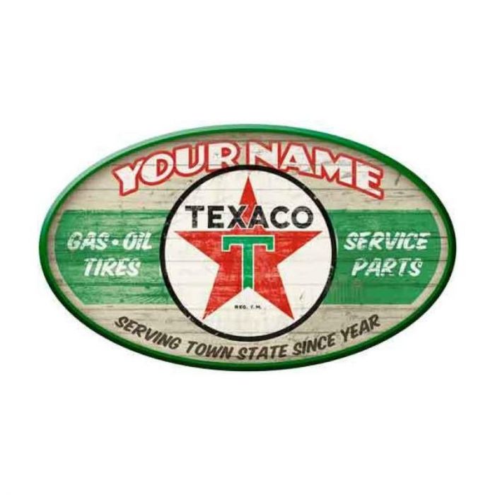 Texaco Gasoline Service Station Oval Personalized Sign