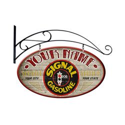 Signal Gasoline Personalized Oval Sign - Double Sided