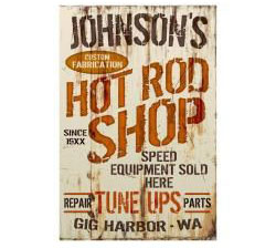 Corrugated Hot Rod Shop Personalized Sign