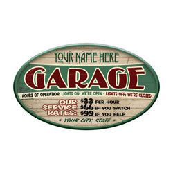 Garage Rates Personalized Sign