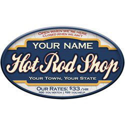 Hot Rod Shop Personalized Garage Sign