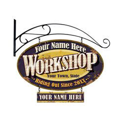 Personalized Workshop Double Sided Hanging Sign 