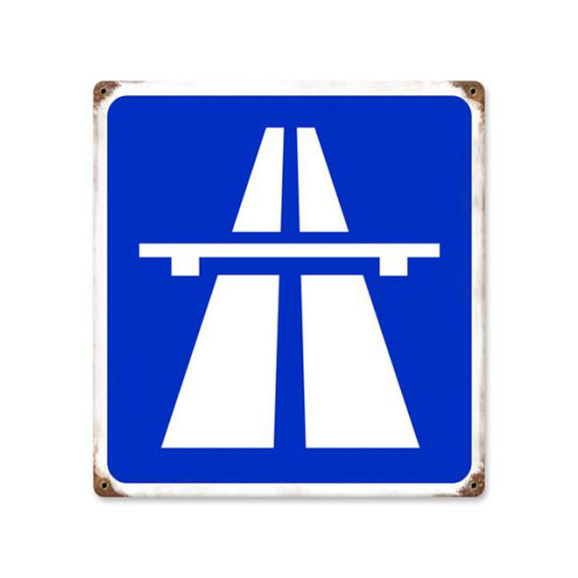 Entering the Autobahn Highway Sign