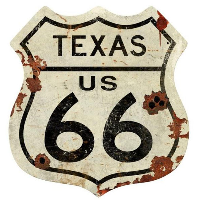 Texas Route 66 Shield Sign