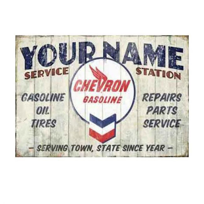 Chevron Service Station Personalized Sign