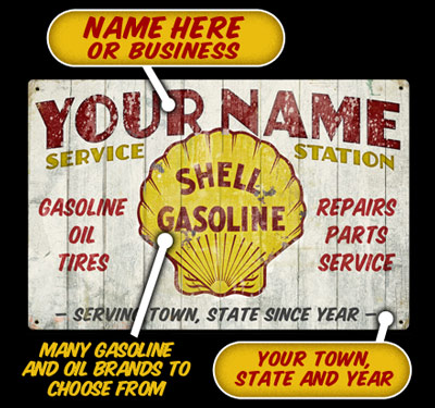 Shell Service Station Personalized Sign 