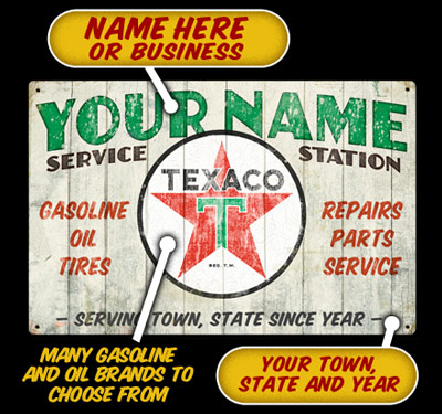 Texaco Service Station Personalized Sign 