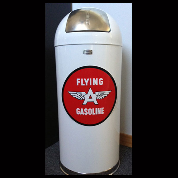 Flying A Gasoline Retro Style Trash Can