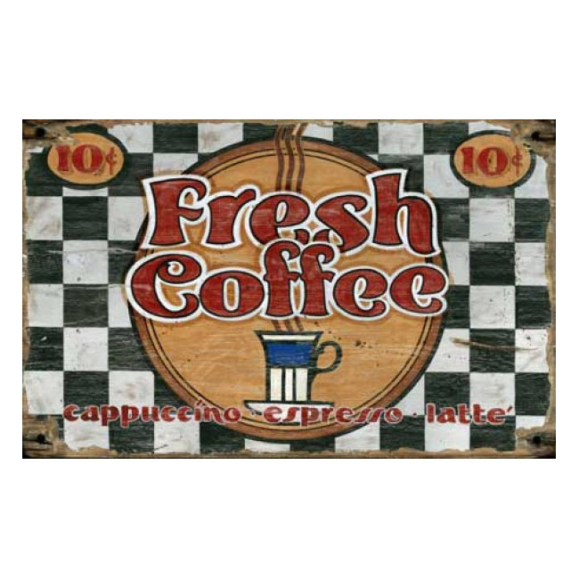 Fresh Coffee Rustic Wood Coffee Shop Sign