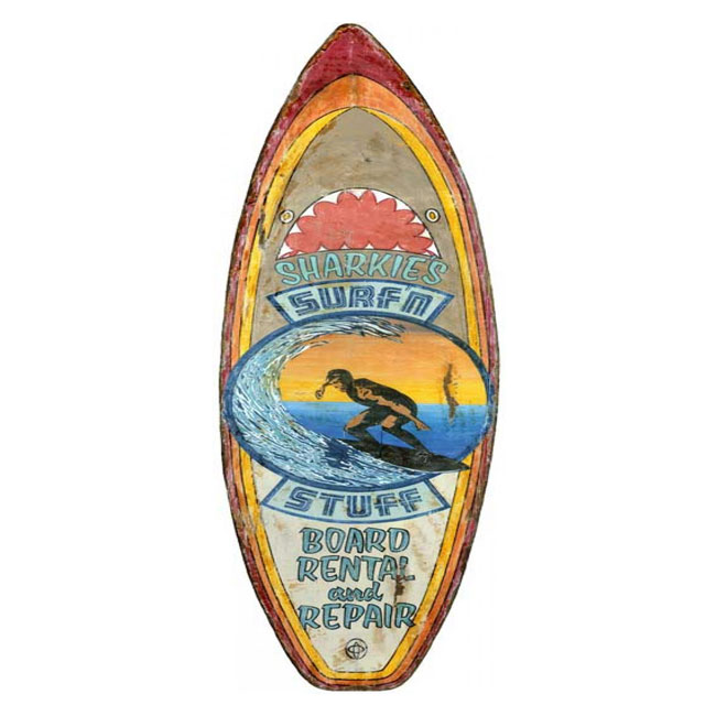 Vintage Surfboard Surfing Wood Sign 