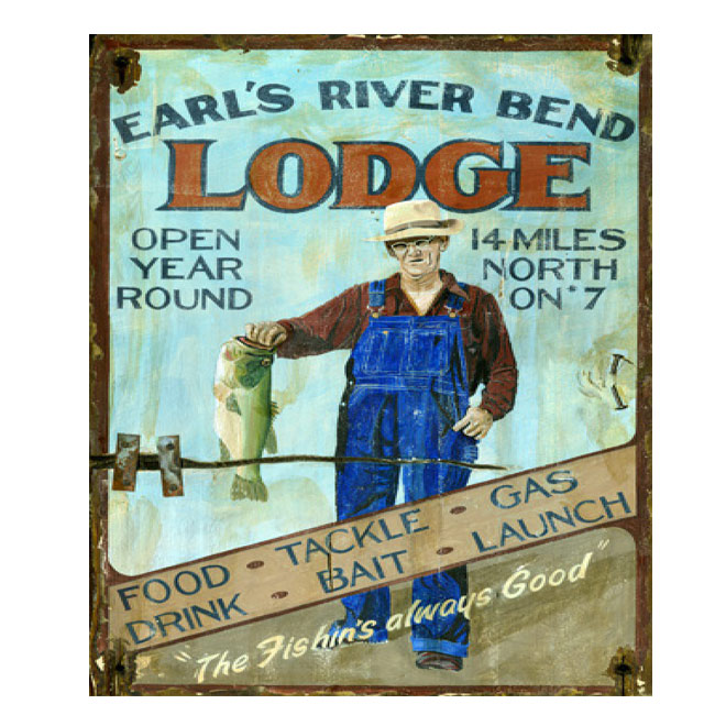 Earl's River Bend Lodge Wood Sign
