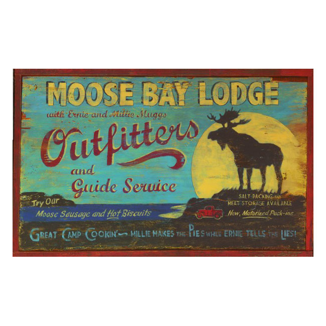 Moose Bay Lodge Wood Sign 