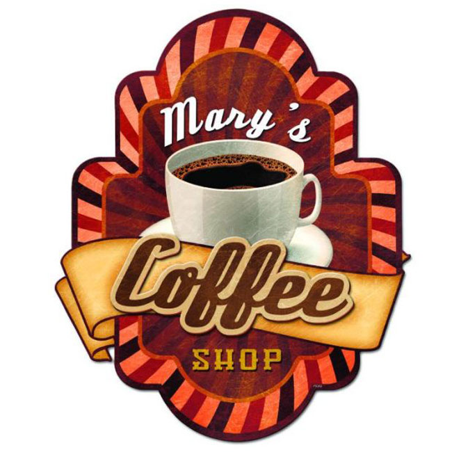 Personalized Coffee Shop 3D Sign 