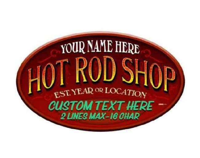 Hot Rod Shop Custom Personalized Sign 