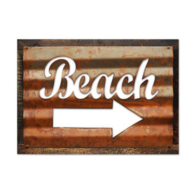Corrugated Beach Wood Sign